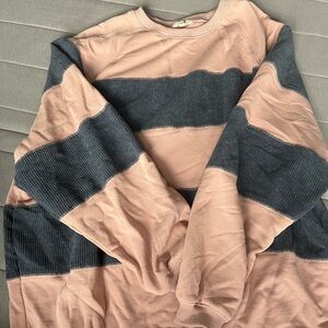 Pink and Blue Textured Sweatshirt